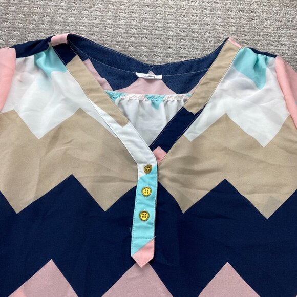 Ardene Women's Tunic Shirt Dress Size Extra Large XL Multicolor Zig Zag Patterrn - Picture 2 of 8